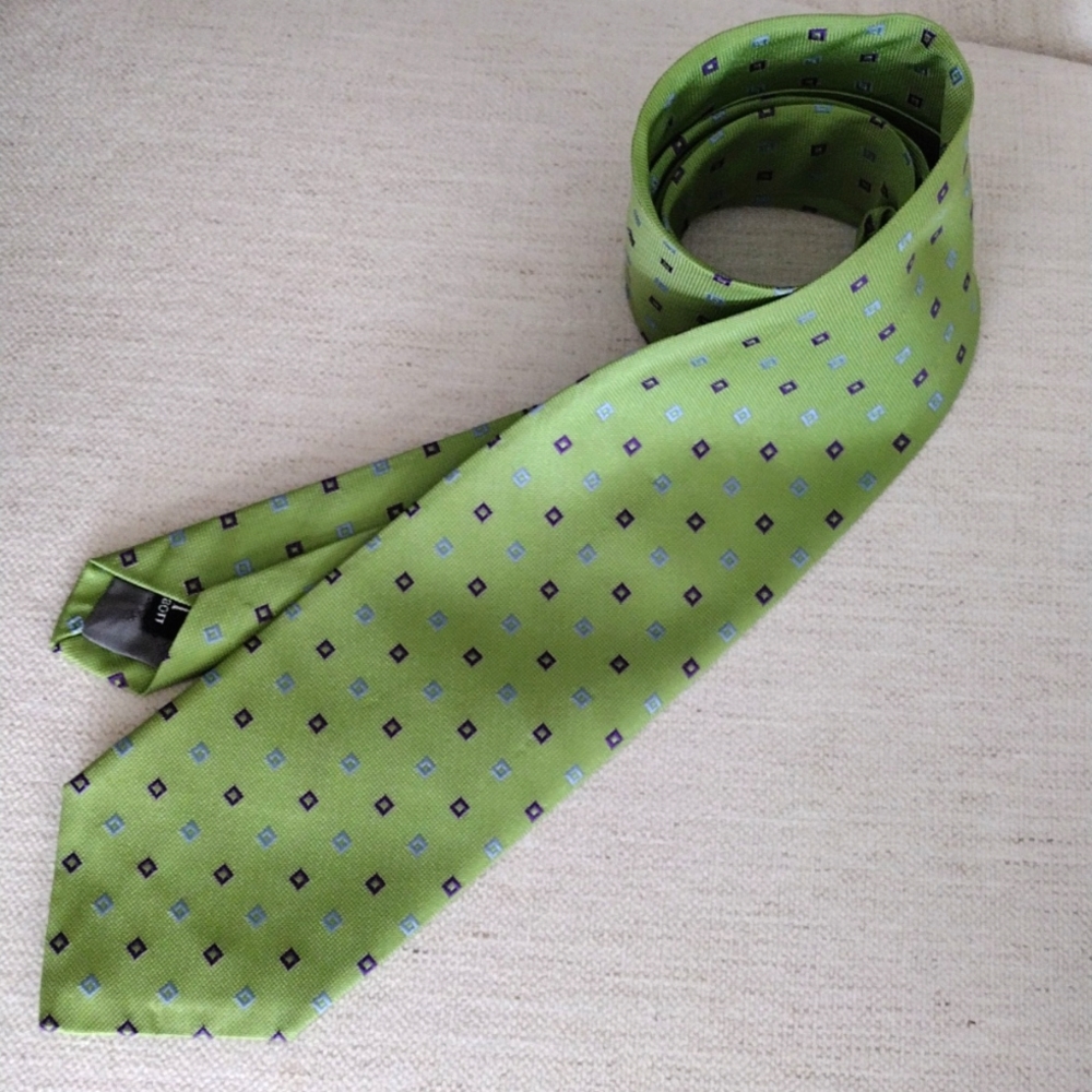 Robert Talbott Tie Green Light Blue Deep Purple Lime